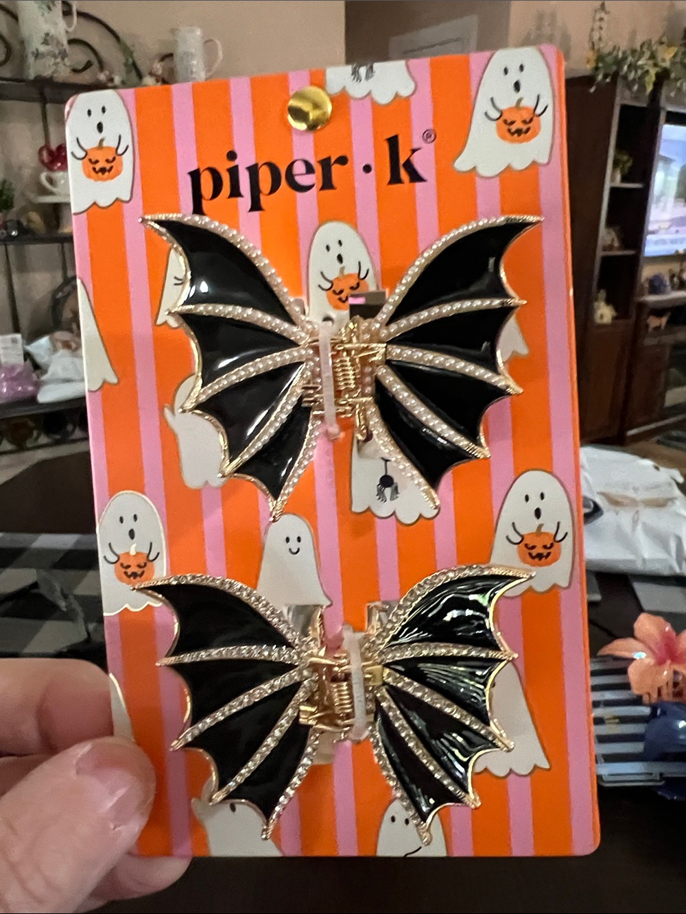 New Piper•k Black and Gold Bat Wing Hair Clips – Set of 2